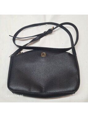 Anne Klein Black Crossbody Bag With Multiple Compartments & Gold Hardware Like N